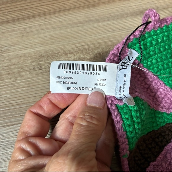 Zara Crocheted Bikini Top Size M Lavender Green Brown Beach Vacation Resort NWOT - Picture 6 of 10